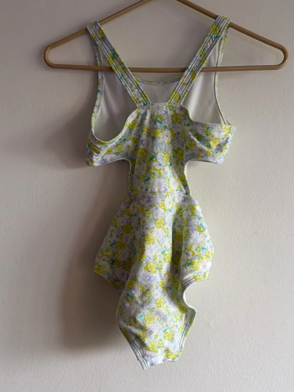 OshKosh B'gosh White Swimsuit with Yellow & Light Blue Floral Trim